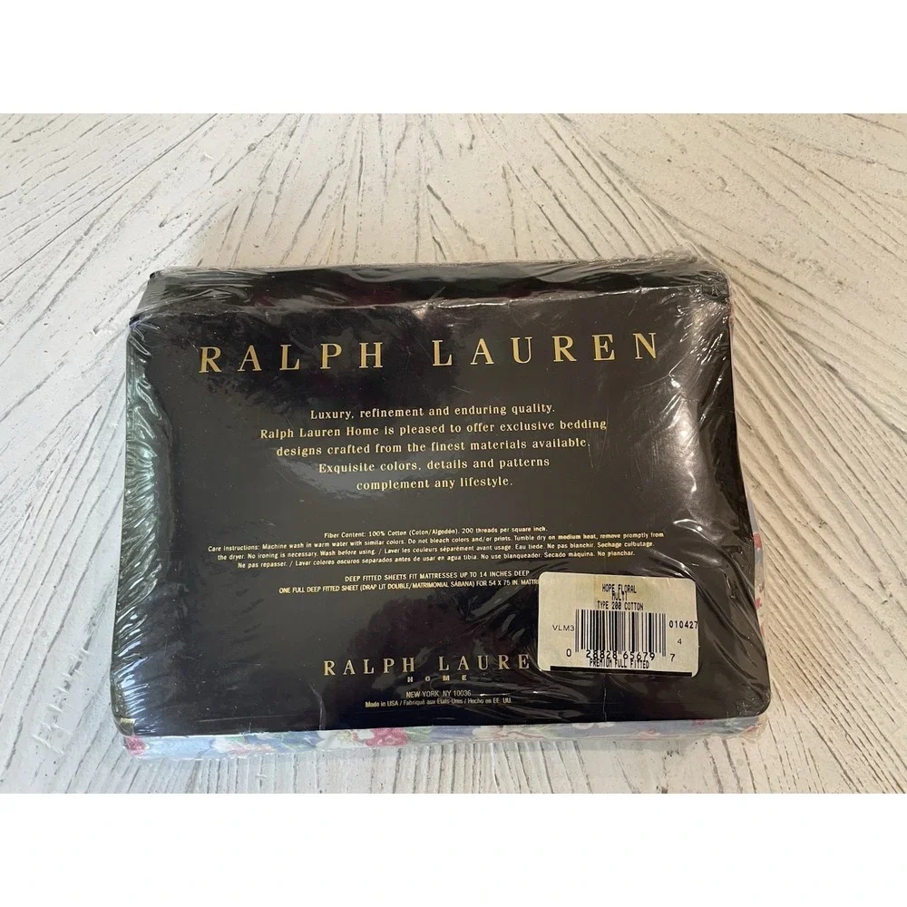 Vtg‎  New Ralph Lauren Hope Floral Blue FULL Deep Fitted Sheet NIP